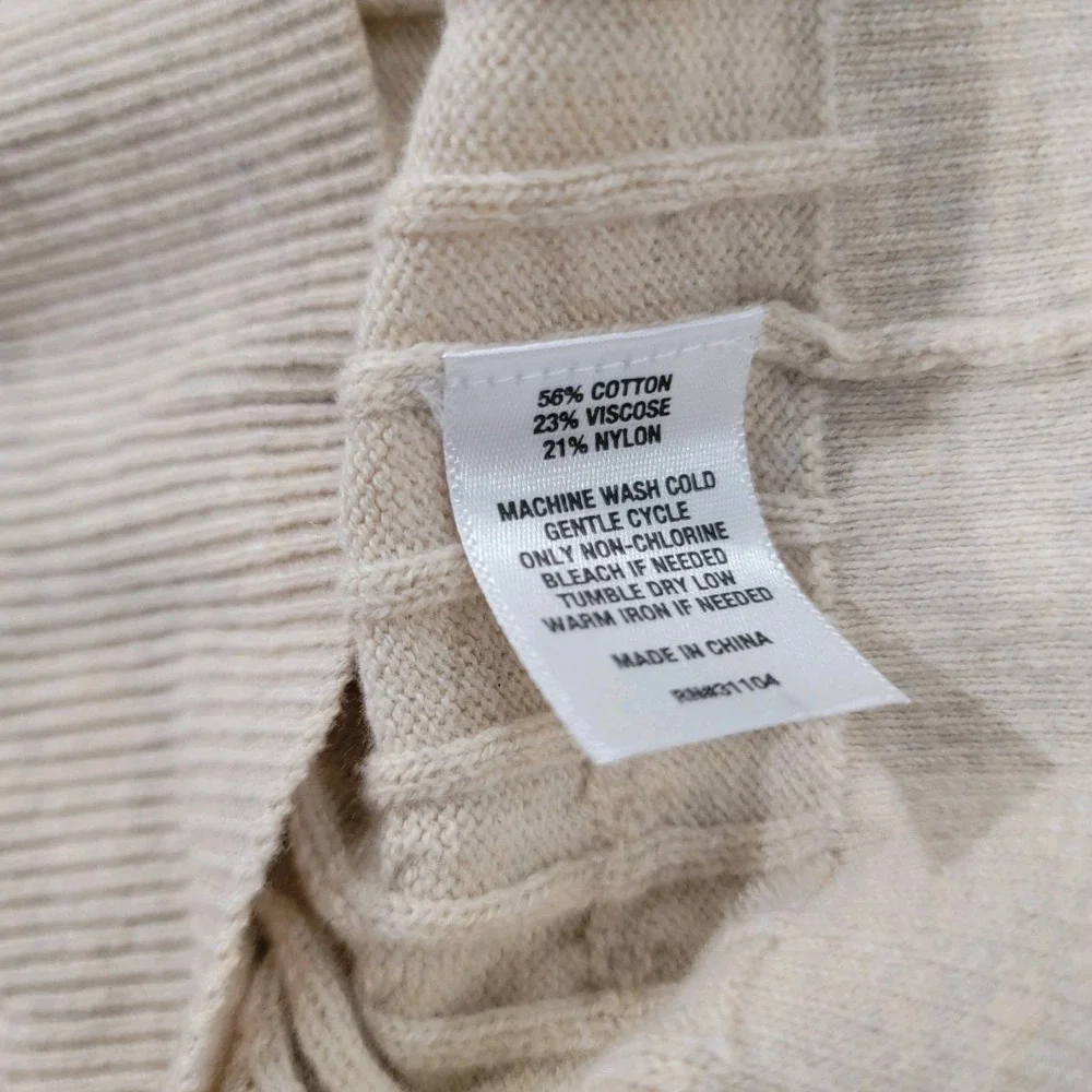 Womens Long Cardigan Size XL Cable Knit Beige Granola Minimalist‎
